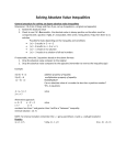 Solving Absolute Value Inequalities