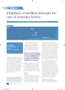 Inhibition of biofilms through the use of Manuka honey