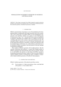 FORMALIZATION OF HILBERT`S GEOMETRY OF INCIDENCE AND