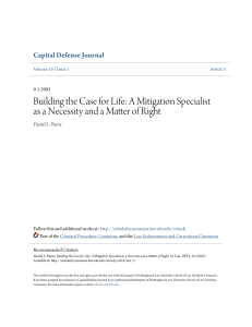 Building the Case for Life: A Mitigation Specialist as a Necessity and