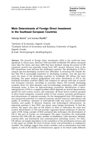 Main Determinants of Foreign Direct Investment in the Southeast