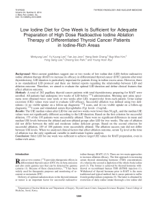 Low Iodine Diet for One Week Is Sufficient for Adequate Preparation