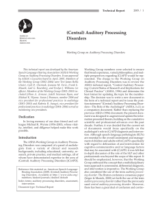 (Central) Auditory Processing Disorders