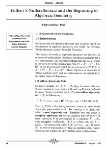 Hilbert`s Nullstellensatz and the Beginning of Algebraic Geometry