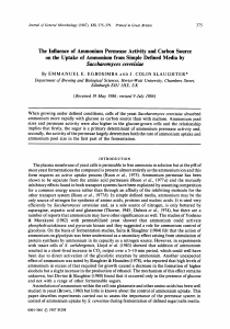 The Influence of Ammonium Permease Activity and