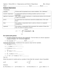 Algebra 1 Notes SOL A.1 Expressions and Order of Operations Mrs