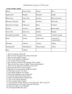 Study Questions on Egypt on 5 Deben a Day Terms to define