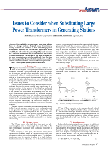 Issues to Consider when Substituting Large Power Transformers in
