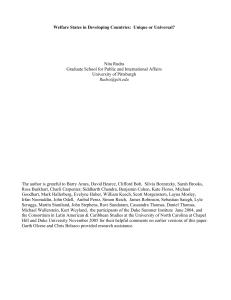 Welfare States in Developing Countries: Unique or Universal? Nita