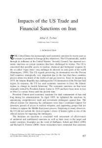Impacts of the US Trade and Financial Sanctions on Iran