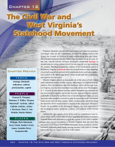 The Civil War and West Virginia`s Statehood Movement The Civil