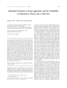 Individual Variation in Social Aggression and the Probability of