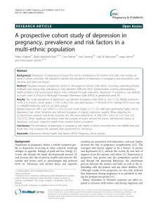 A prospective cohort study of depression in pregnancy, prevalence