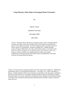 Using Monetary Policy Rules in Emerging Market Economies By
