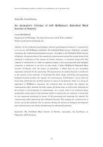 Scientific Contribution An Animalist`s Critique of Jeff McMahan`s