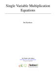 Single Variable Multiplication Equations
