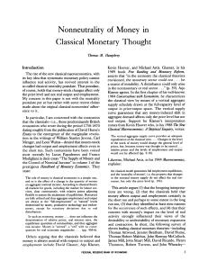 Nonneutrality of Money in Classical Monetary Thought
