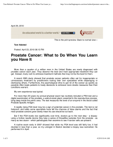 Tom Halsted: Prostate Cancer: What to Do When You