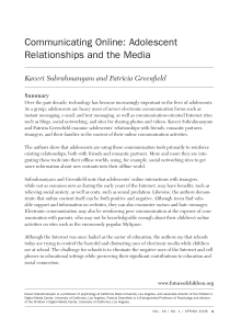 Communicating Online: Adolescent Relationships and the Media