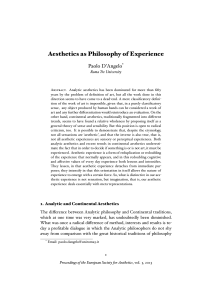 Aesthetics as Philosophy of Experience