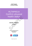HLTAP401A Confirm physical health status