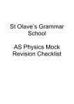 St Olave`s Grammar School AS Physics Mock Revision Checklist