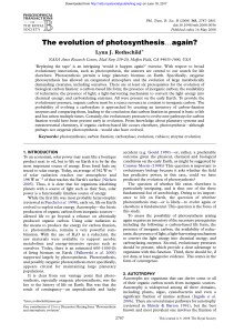 The evolution of photosynthesis.again?