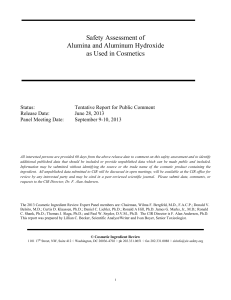 Safety Assessment Of Alumina And Aluminum Hydroxide As Used