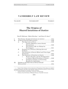 VANDERBILT LAW REVIEW The Origins of Shared Intuitions of Justice
