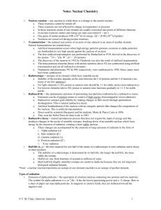 Notes: Nuclear Chemistry