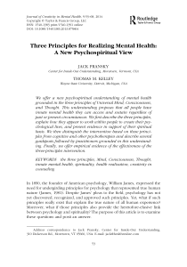Three Principles for Realizing Mental Health