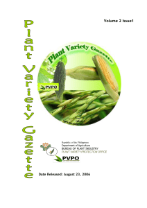 Inside this issue - Philippine Plant Variety Protection Office