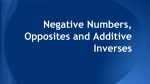 Negative Numbers, Opposites and Additive Inverses