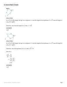 and the length of the hypotenuse h