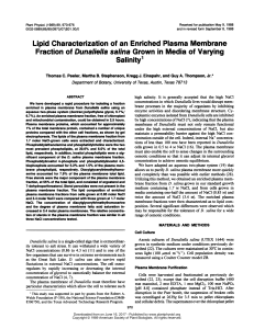 Lipid Characterization of an Enriched Plasma Membrane