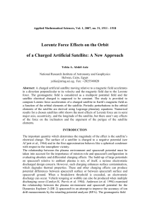 Lorentz Force Effects on the Orbit of a Charged Artificial Satellite: A