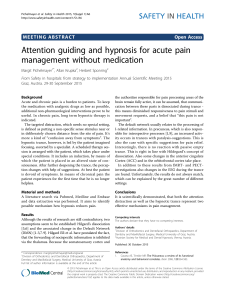 Attention guiding and hypnosis for acute pain