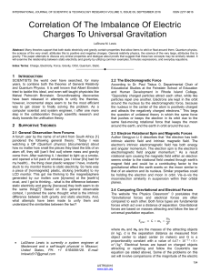 Correlation Of The Imbalance Of Electric Charges To Universal