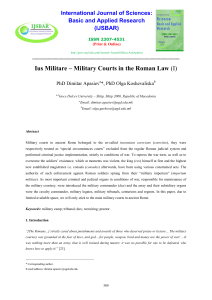 Ius Militare – Military Courts in the Roman Law (I)