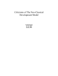 Criticisms of The Neo-Classical Development Model