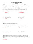 3.2.3 Solving Equations to Solve Problems Homework Name