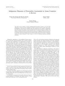 Indigenous Measures of Personality Assessment in Asian Countries