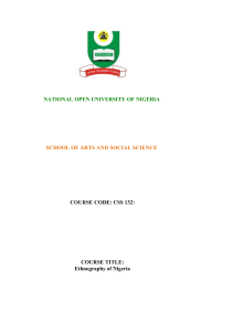 Ethnography of Nigeria - National Open University of Nigeria