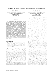 The Effect of Color on Expression of Joy and Sadness in Virtual