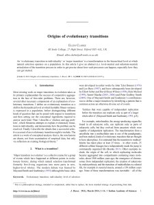 Origins of evolutionary transitions