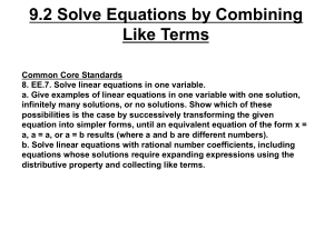 9.2 Solve Equations by Combining Like Terms