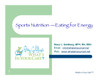 Sports Nutrition —Eating for Energy