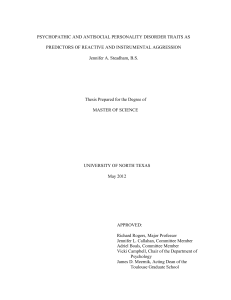 Psychopathic and antisocial personality disorder traits as predictors