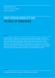 FIRst-PeRson MoRALIty AnD tHe RoLe oF ConsCIenCe