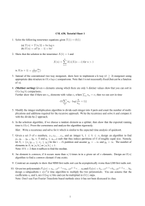 CSL 630, Tutorial Sheet 1 1. Solve the following recurrence